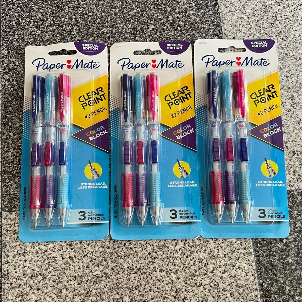 Paper Mate ClearPoint Mechanical Pencils - Blue, Pink, Purple (3-Pack) - Picture 2 of 3